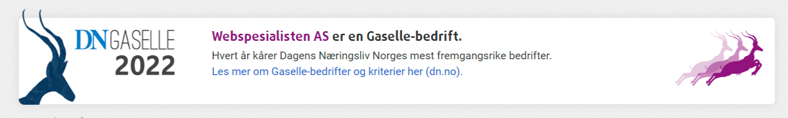 Webspesialisten AS er en Gaselle-bedrift 2022